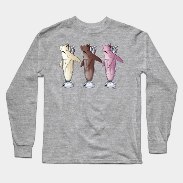 Hammerhead Trio of Milksharks Long Sleeve T-Shirt by lizstaley